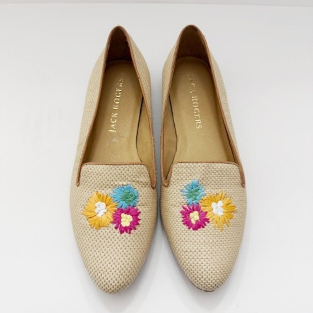 Jack Rogers Flower Embroidered Loafers Women's Size 8.5 - Picture 3 of 8